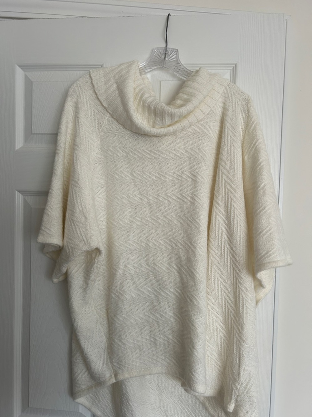 Avenue Cream Cowl Neck Sweater Poncho